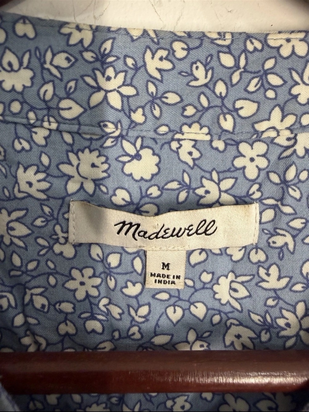 Madewell Midi Dress Embroidered Puff Sleeve Blue Ruffled M Cottage NH076 - Picture 10 of 15